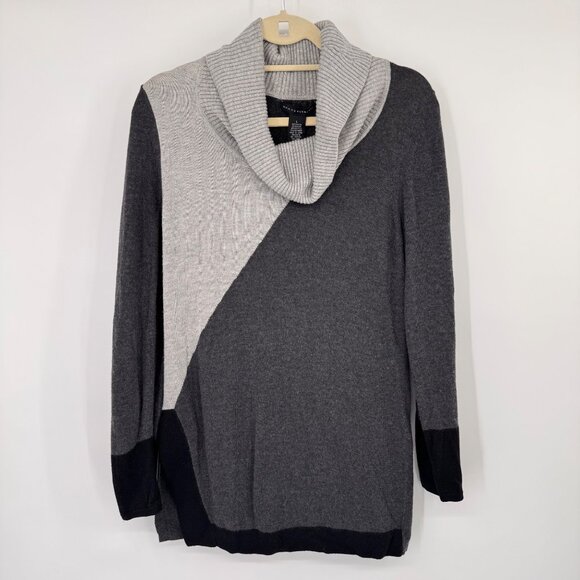 Grace Elements Womens Gray Black Colorblock Cowl Neck Sweater size large - Picture 3 of 12